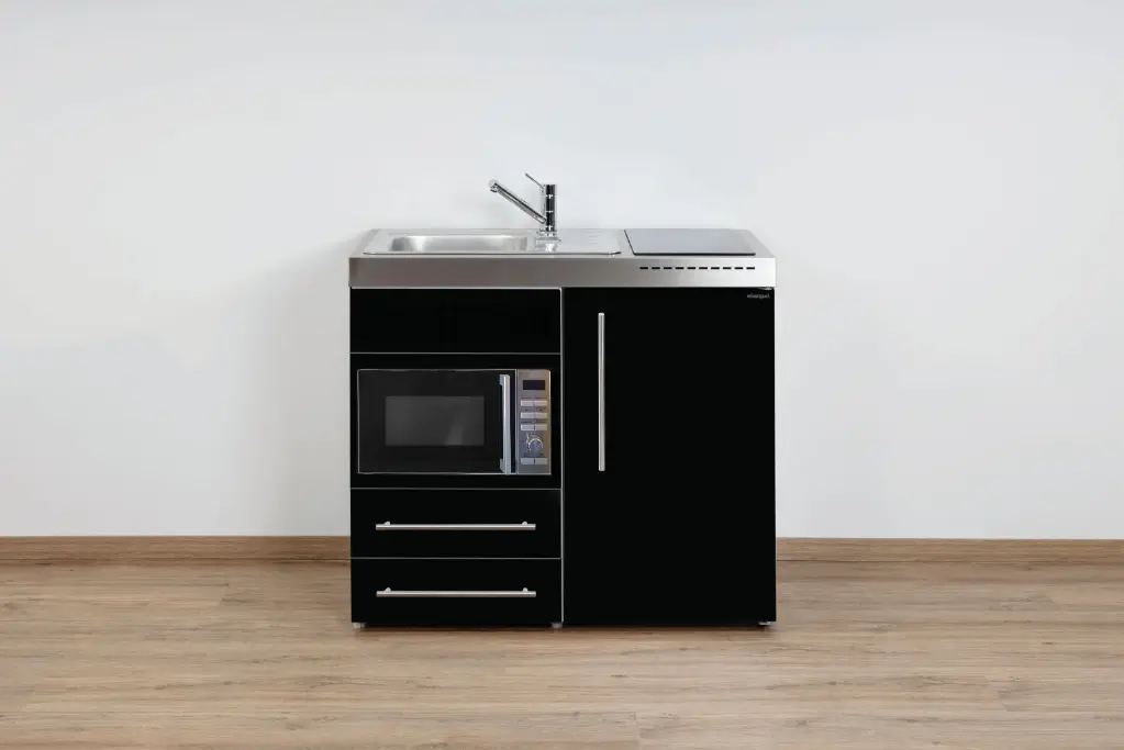 Minikeuken PREMIUMLINE MPM100 Zwart mat vitrokeramische kookplaat 