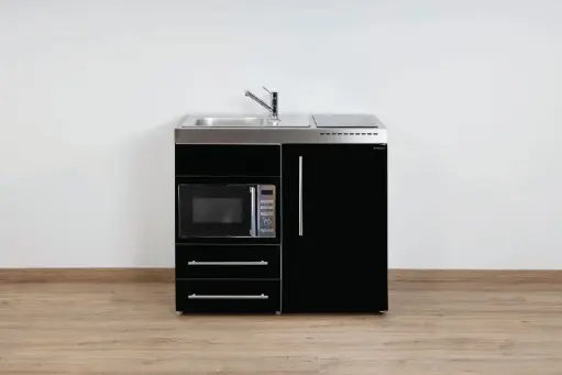 [1010001064112] Minikeuken PREMIUMLINE MPM100 Zwart mat vitrokeramische kook