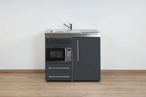 [1010001064115] Minikeuken PREMIUMLINE MPM 100 Lei grijs koelkast - combi magnetron - vitro keramische kookplaat 